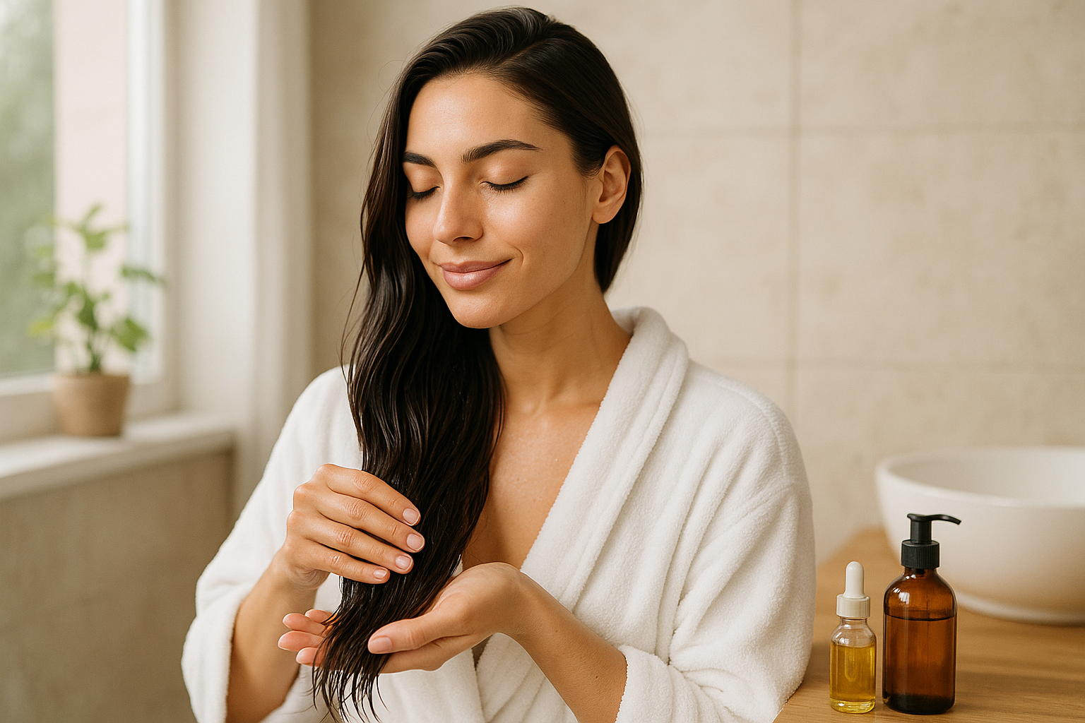 une femme qui utilise de l'hule capillaire